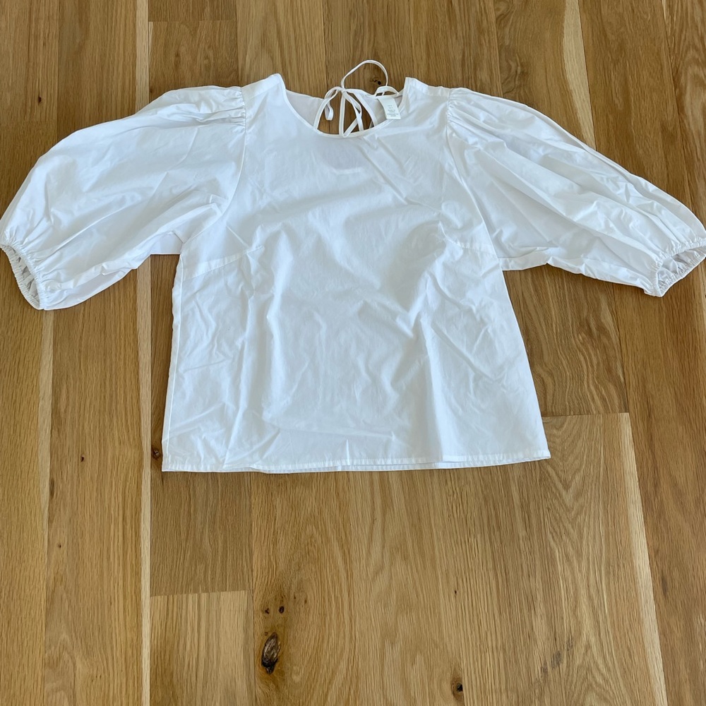 H&M White Puff Sleeve Blouse